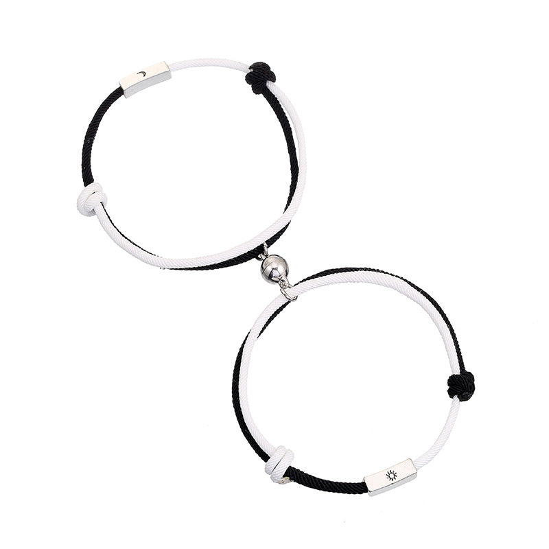 Two-tone Milanese rope couple bracelet