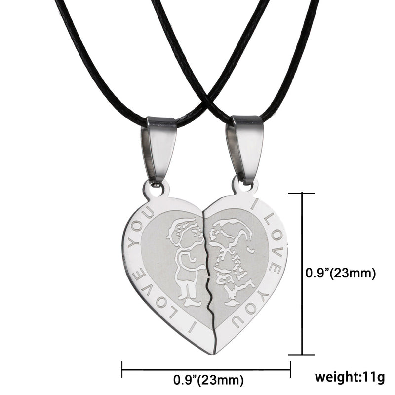 Festival Gift Heart Shaped Stainless Steel Couple Necklace