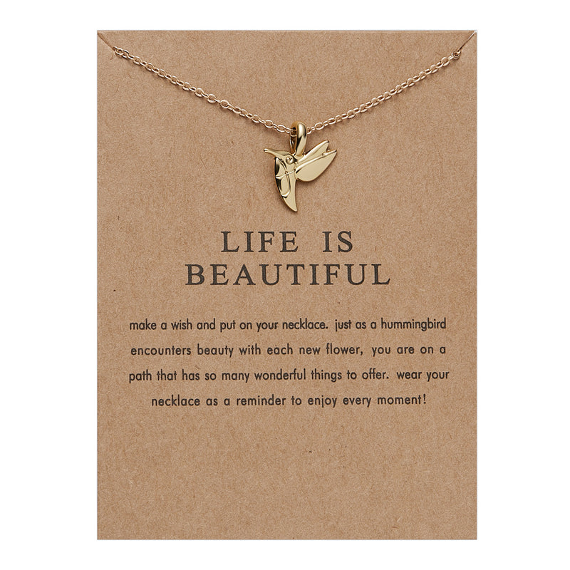 Gold-plated paper card necklace