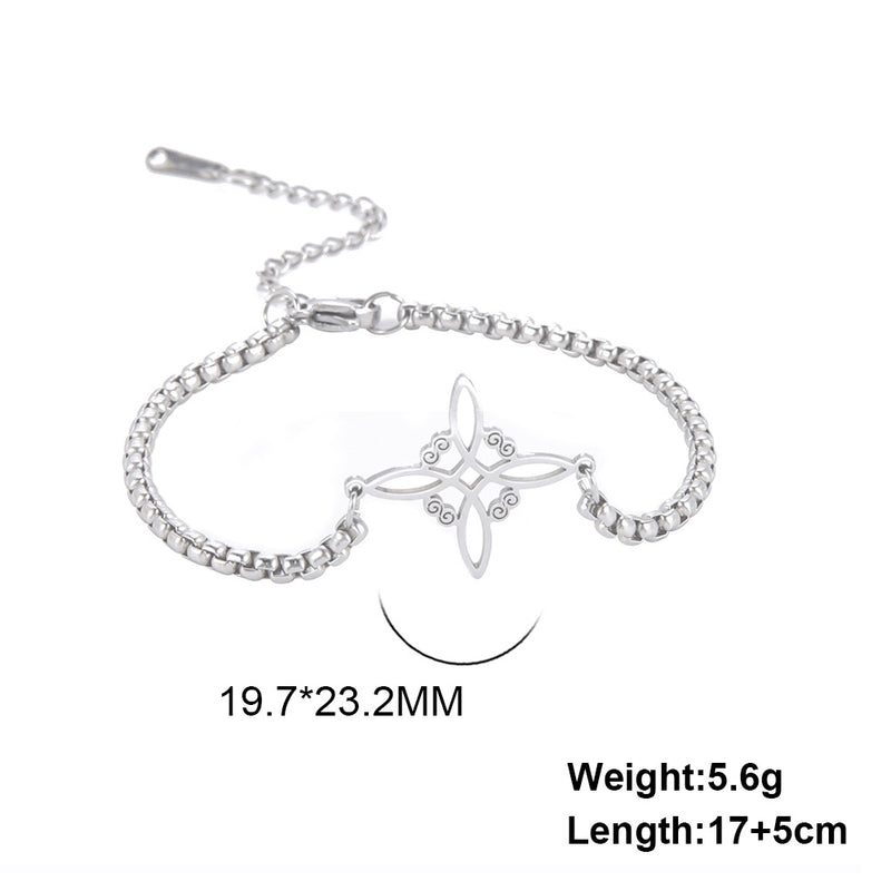Women's Double Hole Pendant Stainless Steel Bracelet