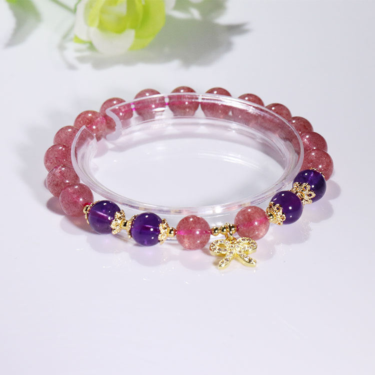 Strawberry Crystal With Amethyst DIY Crystal Bracelet Crystal Bracelet
