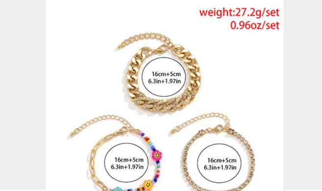 Vintage Cuban Full Diamond Chain Bracelet Set