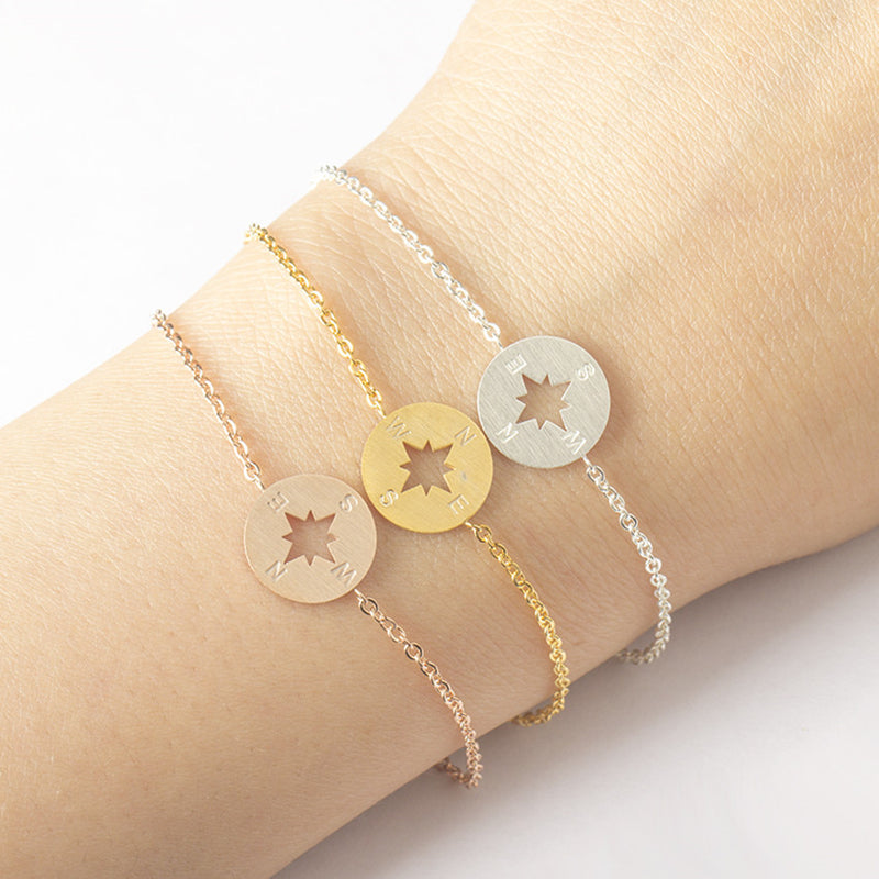 Compass Bracelet For Women Stainless Steel Chain