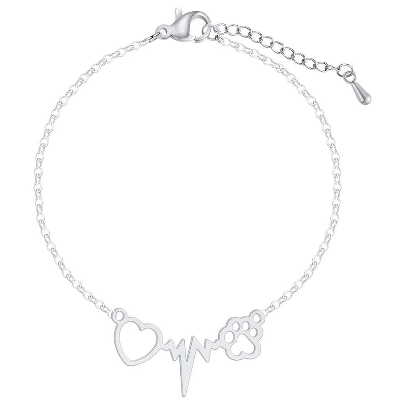 Cat Paw & Beating Heart Cardiogram Bracelet