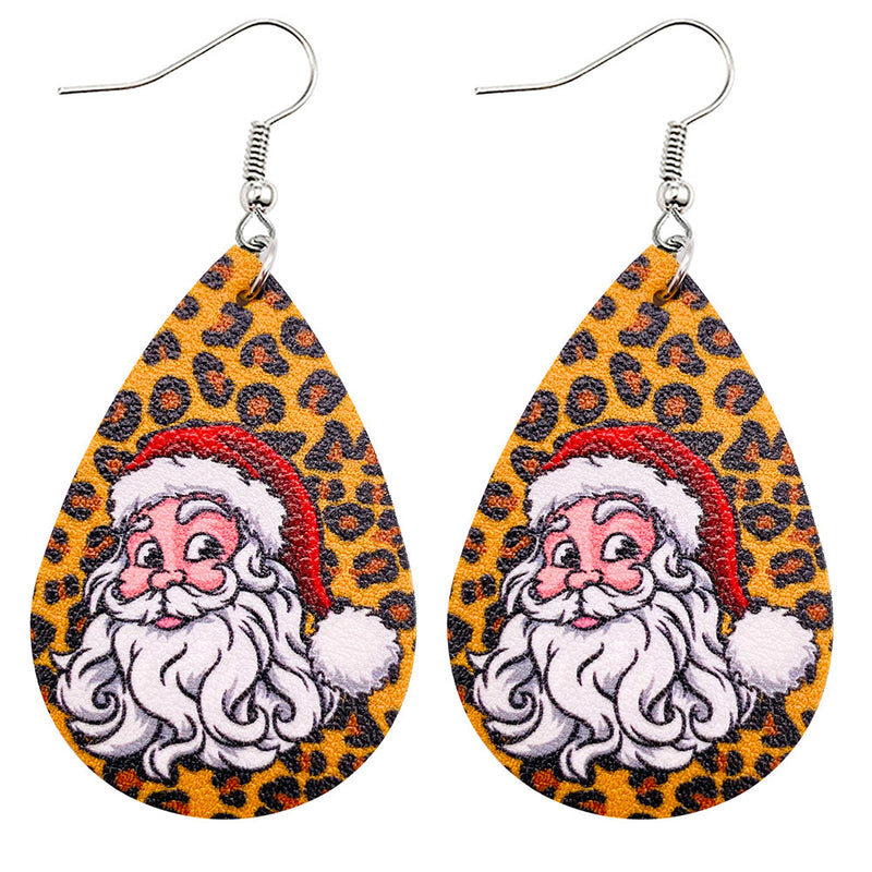 Earrings Snowflake Christmas Tree Leopard Double-sided Printing