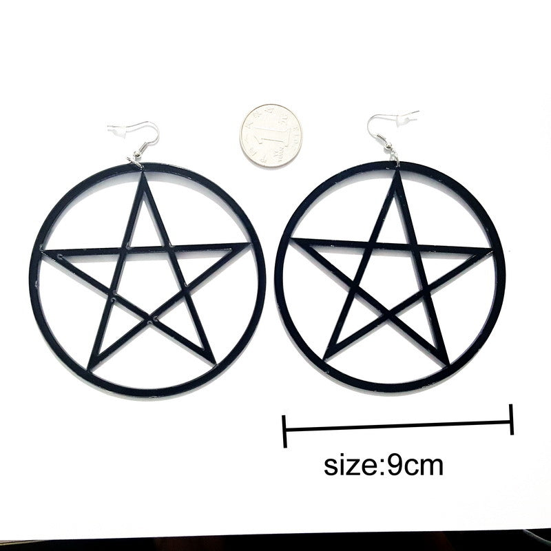 577E earrings acrylic nightclub style exaggerated super large European and American popular five-pointed star five-pointed star round jewelry factory