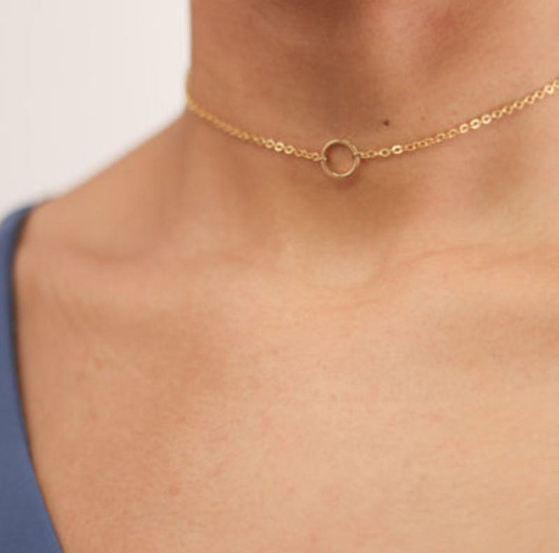 Chain metal ring short necklace