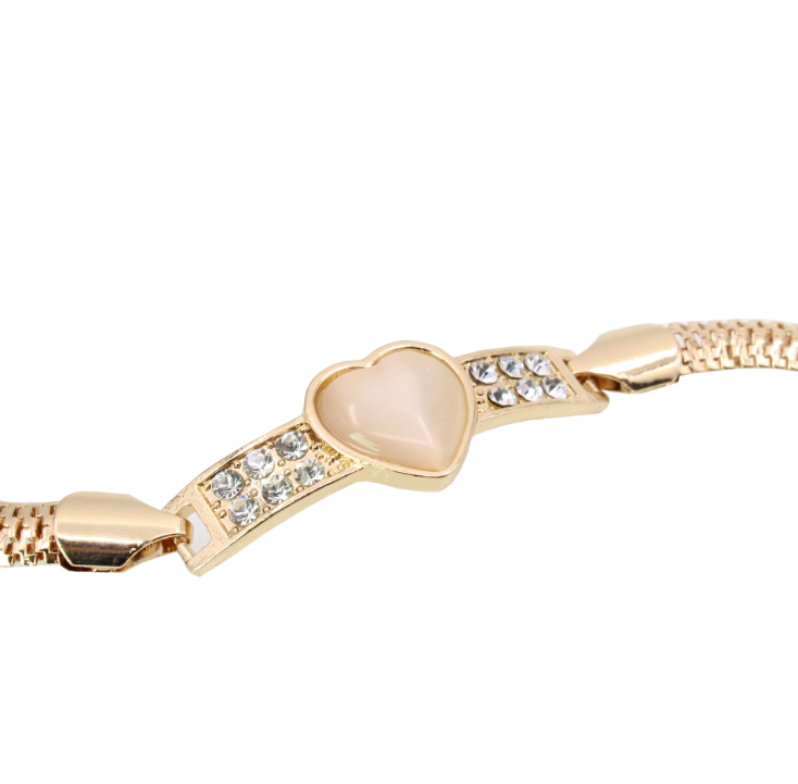 Popular diamond-studded cat's eye peach heart love bracelet bracelet