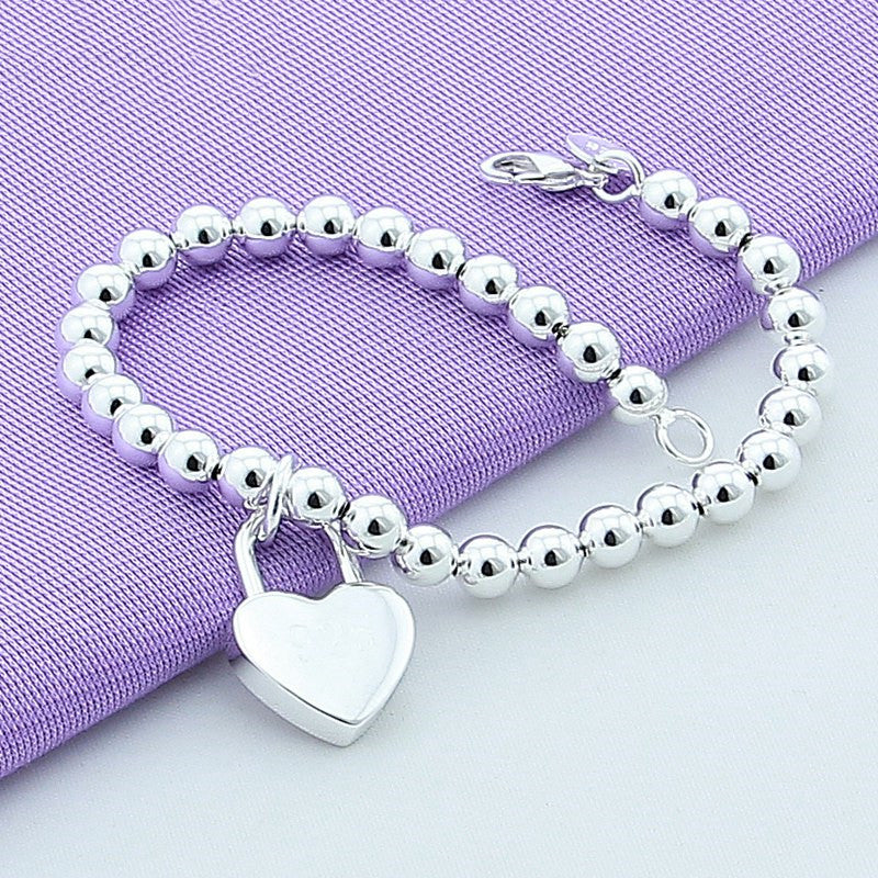 925 Silver Plated Heart Lock Bracelet
