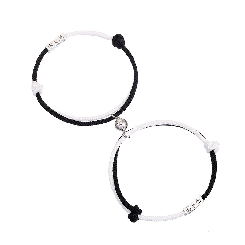 Two-tone Milanese rope couple bracelet