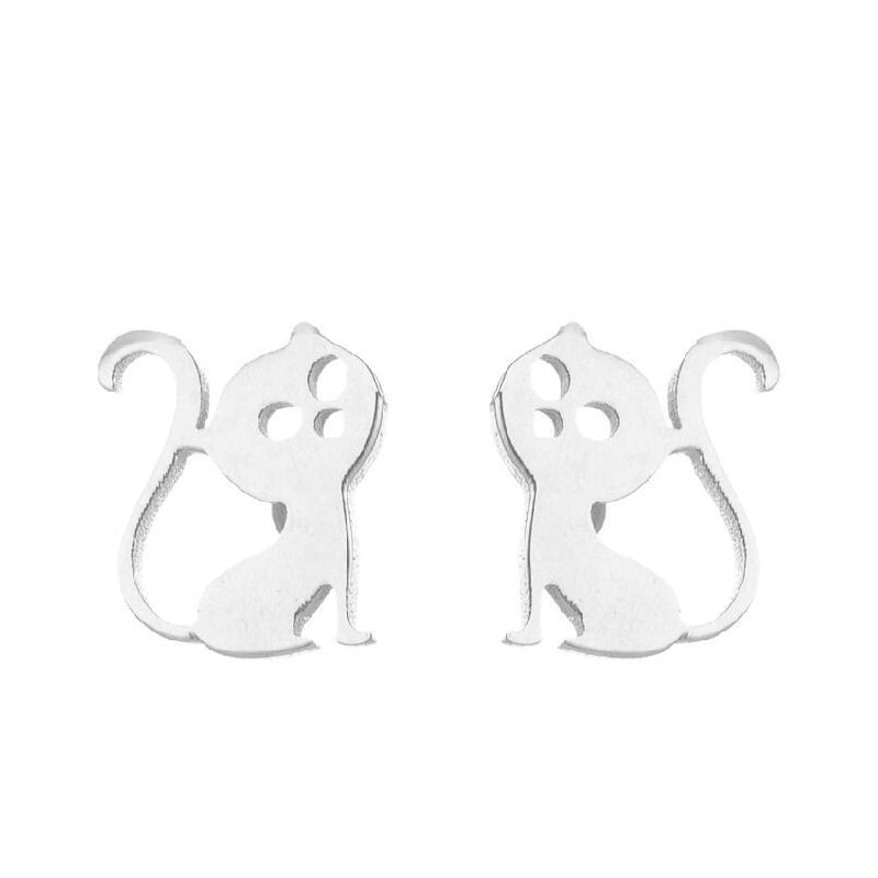 Electroplated Stainless Steel Korean Retro Swan Rabbit Earrings