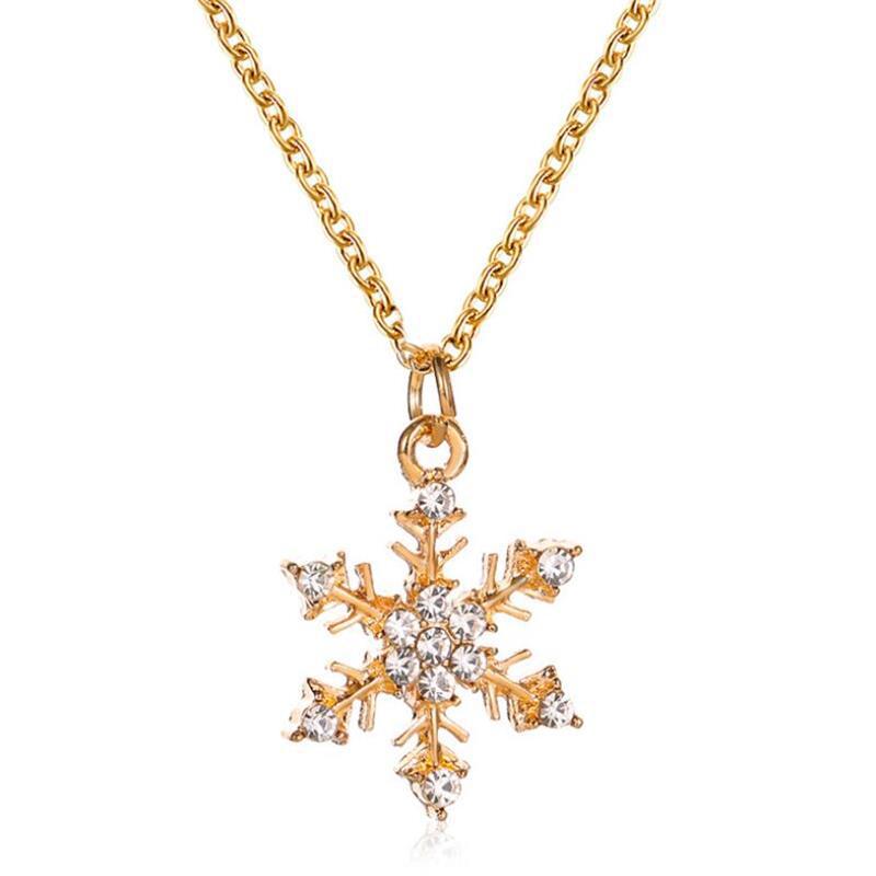 Pick heart snowflake christmas tree necklace