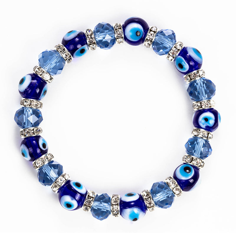 Blue Crystal Beaded Elastic Bracelet Jewelry