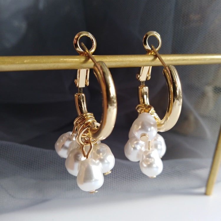 Pearl tassel earrings simple earrings