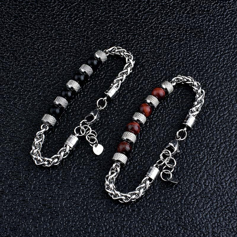 New Tiger Eye Men's Adjustable Beaded Bracelet