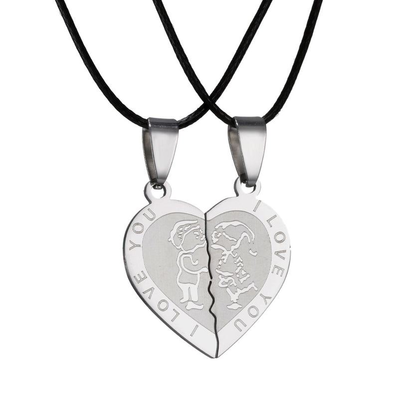 Festival Gift Heart Shaped Stainless Steel Couple Necklace