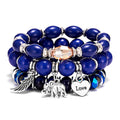 Elephant Love Wings Natural Stone Bracelet Set