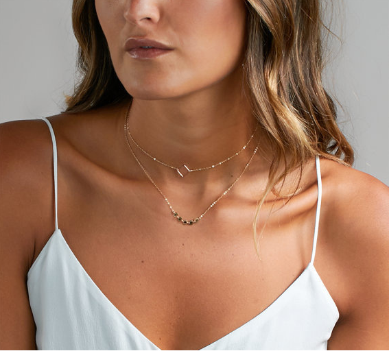 Square piece multi-layer necklace Metal hand-chain necklace