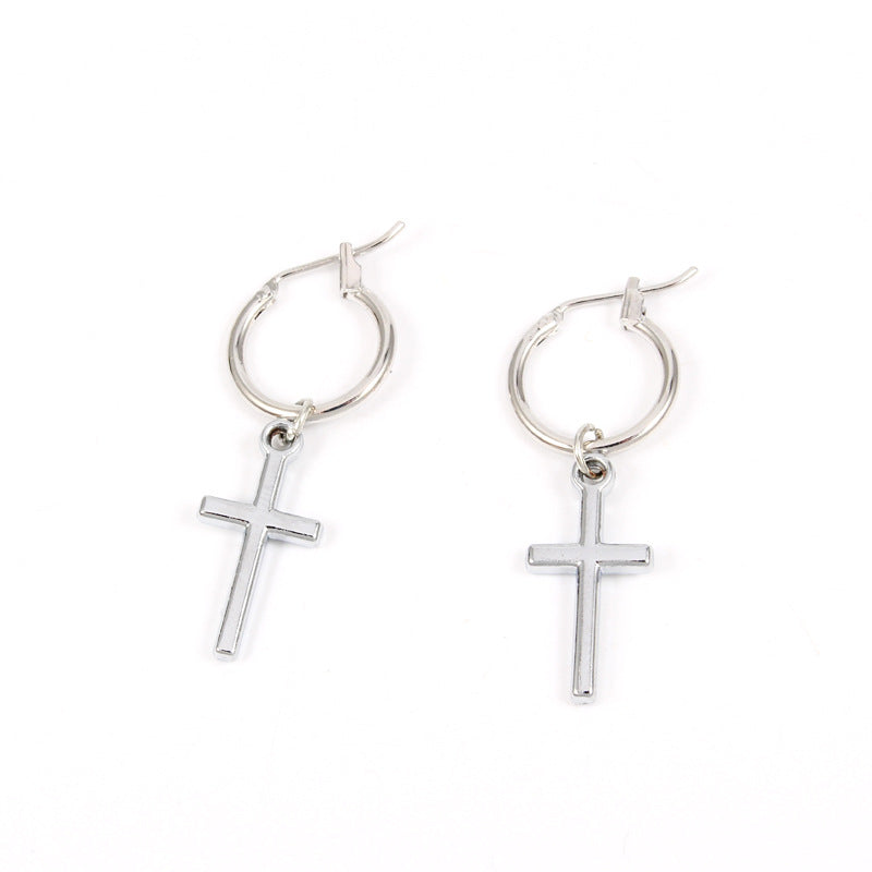 Alloy Cross Pendant Earrings