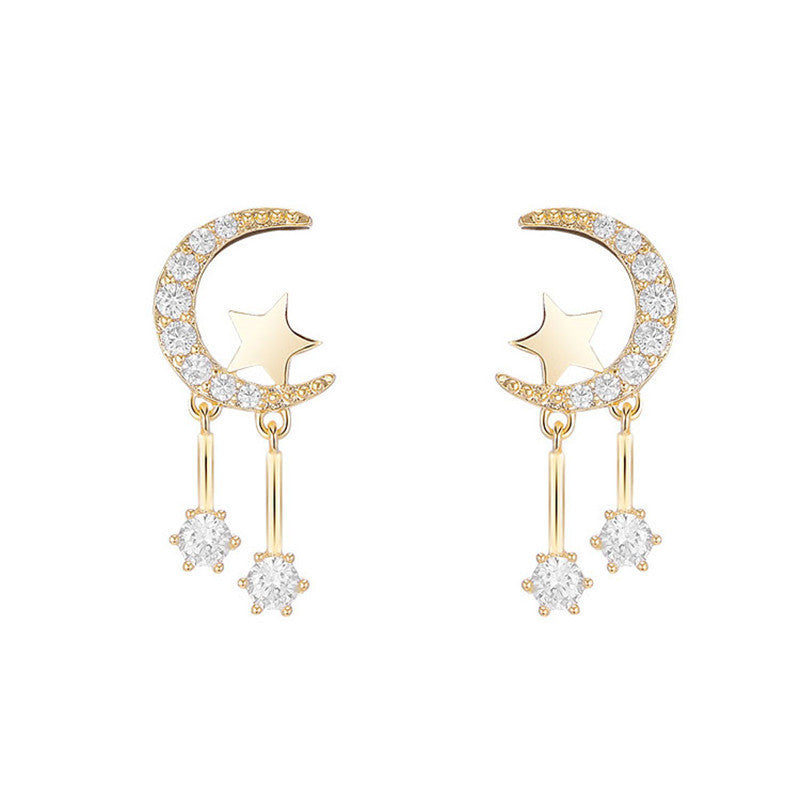 Moon star short earrings