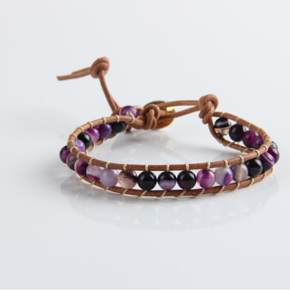 Purple striped agate bracelet