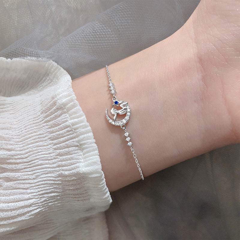 Simple And Sweet Diamond Moon & Little Prince Bracelet