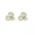 Super Fairy Cream White Earrings Ins Pearl Flower Simple 925 Silver Needle Earrings