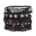 Men's Cross Braided Leather Adjustable Set Bracelet