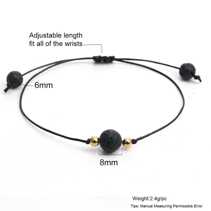 Black and white volcanic stone bracelet
