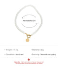Pearl Necklace Simple OT Buckle Disc Choker Clavicle Chain