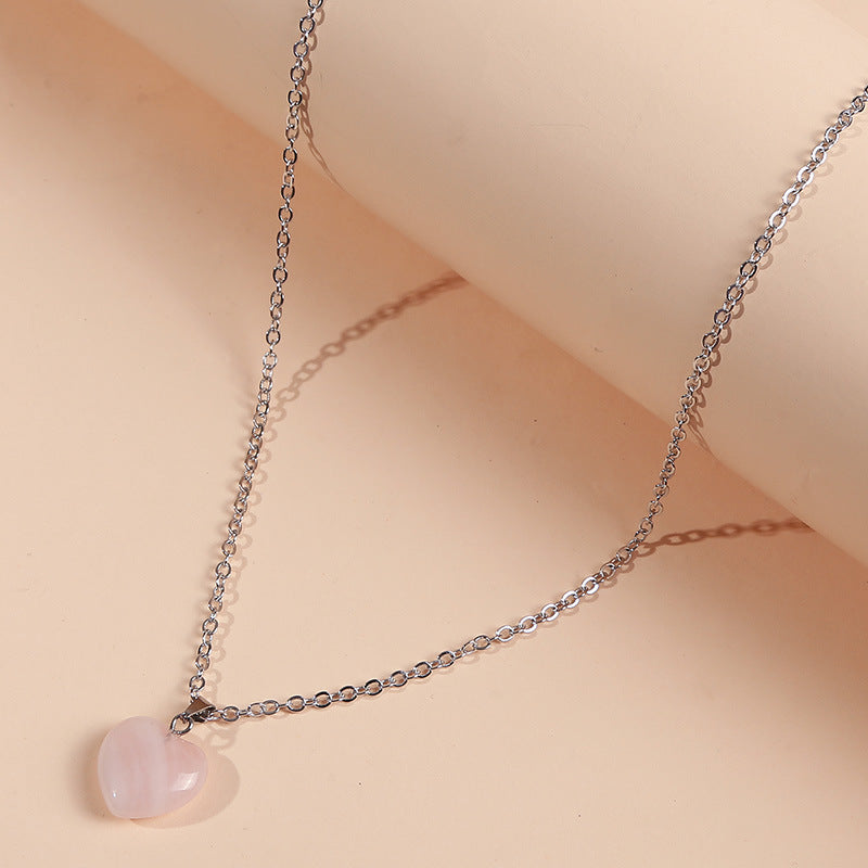 Korean Simple Natural Stone Heart-shaped Necklace Women