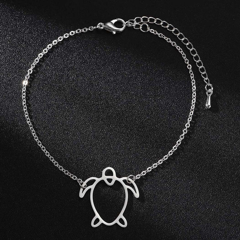 Stainless steel turtle pendant bracelet