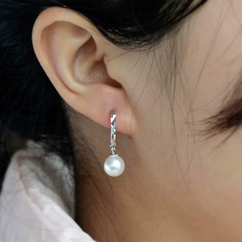 Glass Shell Pearl Car Flower Earrings