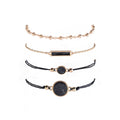 4 piece set European and American style personality black turquoise pattern black square bracelet