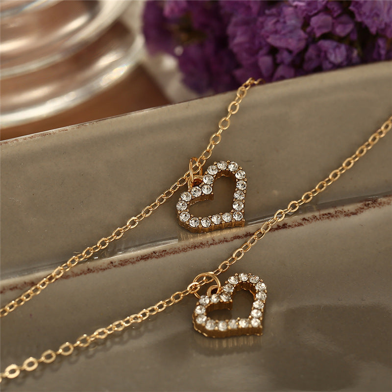 2021 Trend Elegant Jewelry Crystal Love Letter Pendant Necklace Golden Color