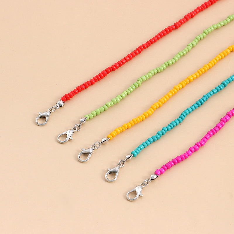 Colorful Rice Beads Letter LOVE Flower Necklace Women