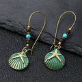 Vintage Tribal Ancient Bronze Dangle Earrings Bohemian Large Long Hollow Earrings