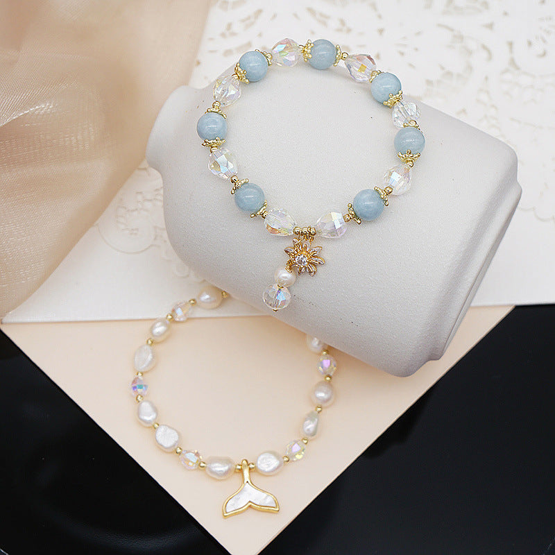 Pearl Crystal Adjustable Elastic Bracelet