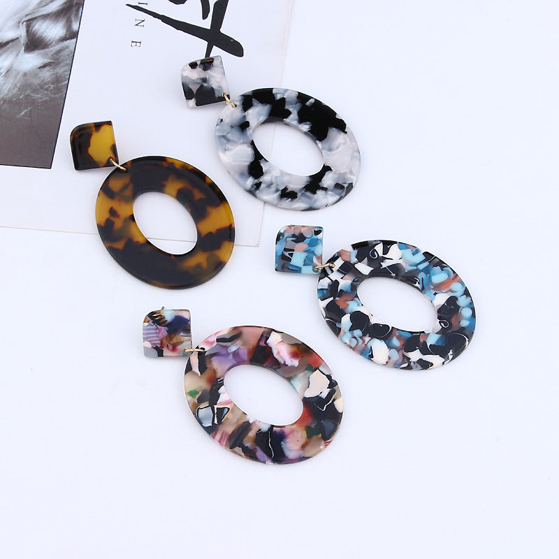 Fashion ZA Jewelry Acrylic Resin Oval Dangle Earrings For Women Geometry Big Circle Tortoiseshell Earrings Acetate Brincos