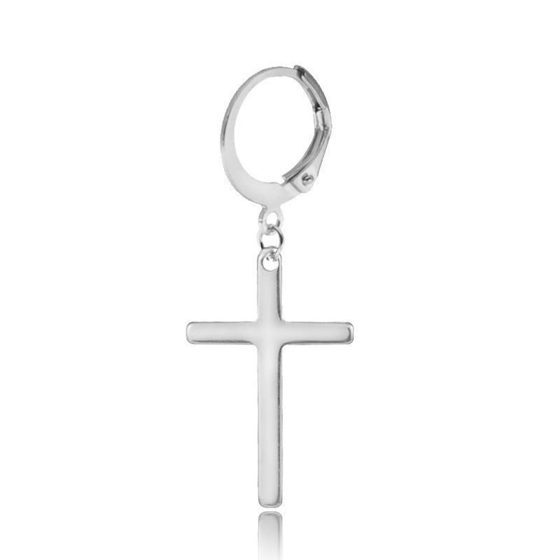 Stainless Steel Cross Men's Earrings