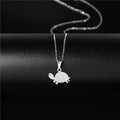 Stainless steel hollow marine animal turtle necklace