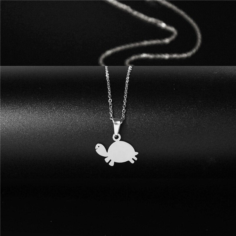 Stainless steel hollow marine animal turtle necklace