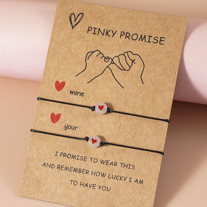 New Simple Luminous Love Lucky Bead Friendship Couple Draw Hook Card Bracelet