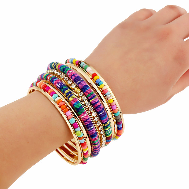 Colorful rice beads patch cloth bracelet