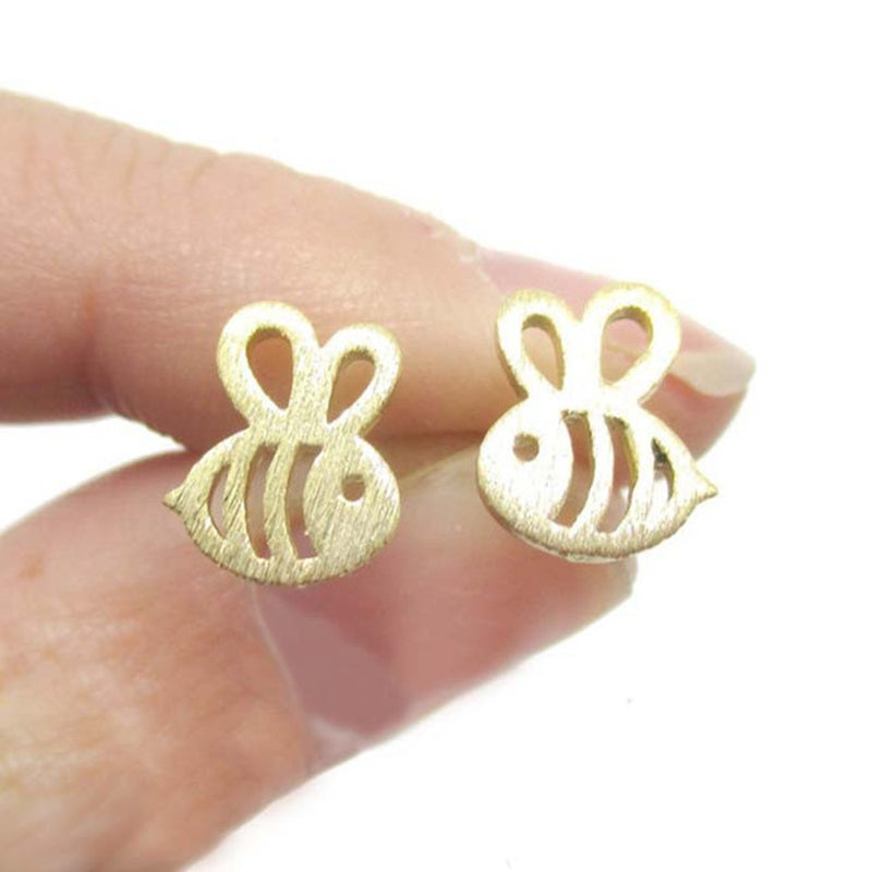 Bee earrings alloy plating plane hollow bee shape earrings