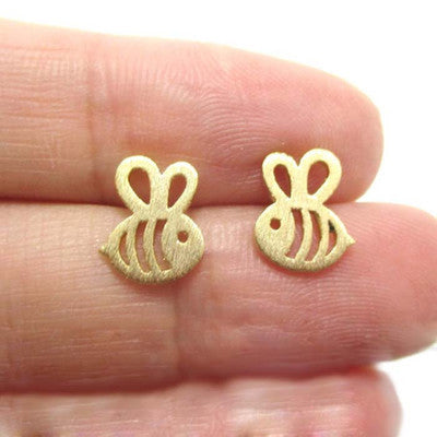 Bee earrings alloy plating plane hollow bee shape earrings