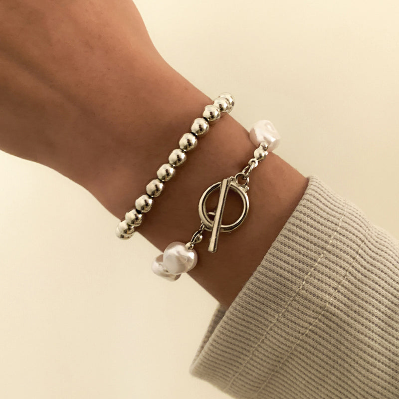 Imitation Temperament Corn Grain Pearl Bracelet Set
