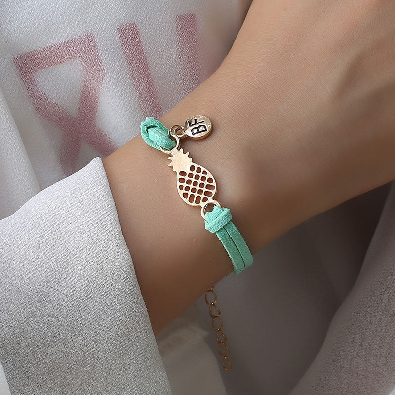 Hollow pineapple letter double bracelet