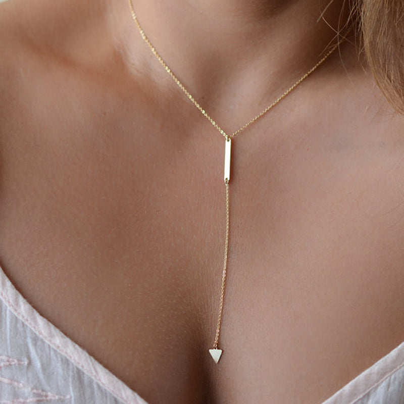 Women's Metal Geometric Triangle Necklace