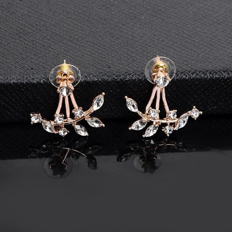 Simple temperament flower white crystal rhinestone hanging sun flower earrings